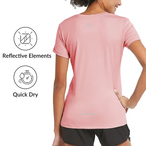 baleaf Women's Short Sleeve Running Shirts Athletic Lightweight Quick Dry Workout Training Yoga Crewneck Tops