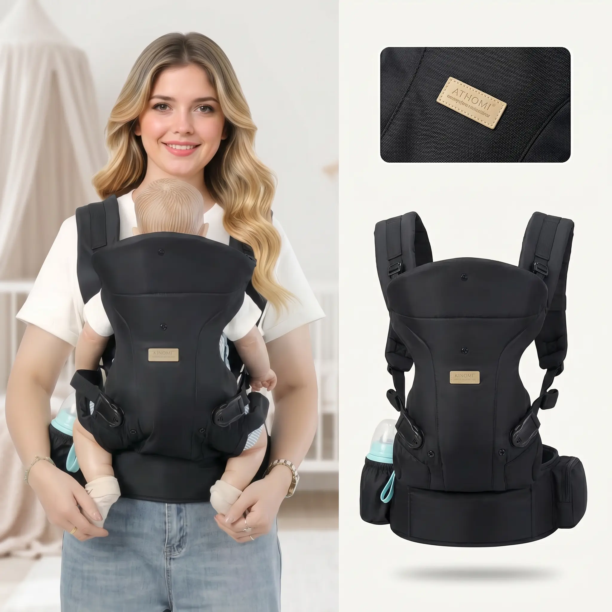 Ergonomic Backpack Baby Carrier – Adjustable Neck Support, Expandable Hip Seat for Newborns & Toddlers (0–36 Months, 7–44 lbs) Daily Walk & Travel Use