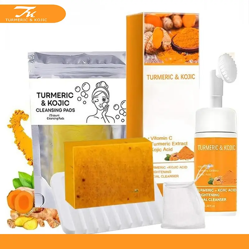 Turmeric Wash and Care Three Piece SetTurmeric Tablets,Turmeric Cleansing Mousse,Turmeric Soap Facial Cleansing Skincare FacialCleansing Cleanser Comfort