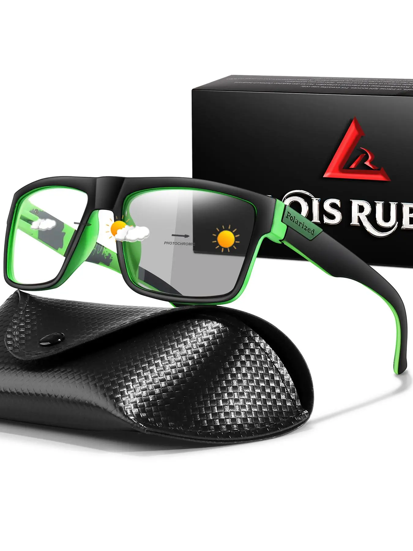 Fashion Light-Activated Color-Changing Glasses, Photochromic Sports Glasses, Sports Eyewear, Sporty Eyewear, Summer Sports Glasses, Includes Case + Gift Packaging, Unisex Design for Outdoor Sports, Driving, Fishing, Cycling, Running
