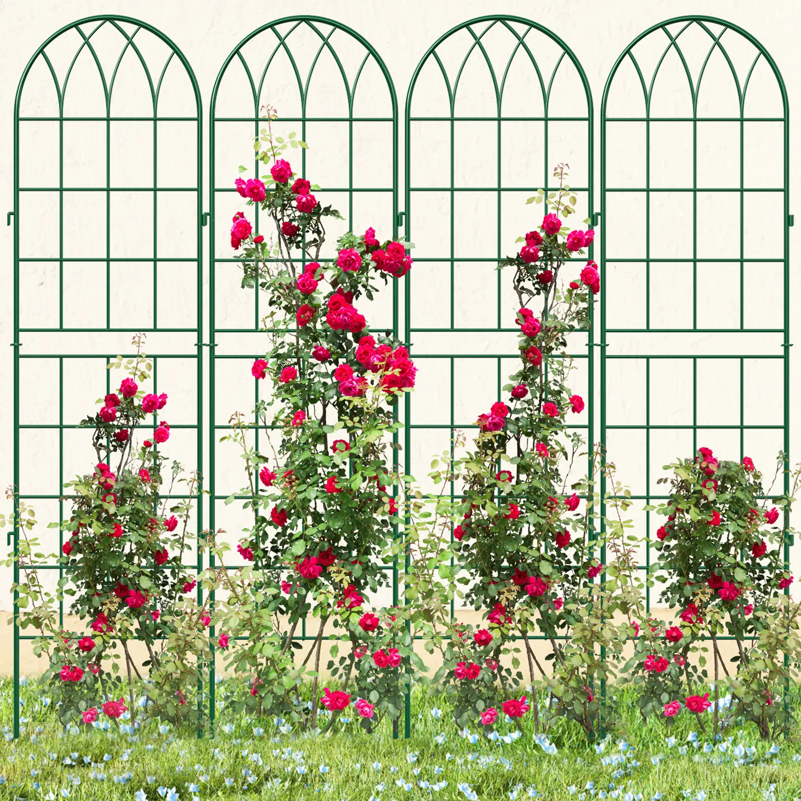 ABORON 4 Pack Garden Trellis for Climbing Plants, Metal Support for Climbing Plants Flowers Vegetables Cucumber, Garden Decoration Easy Installation