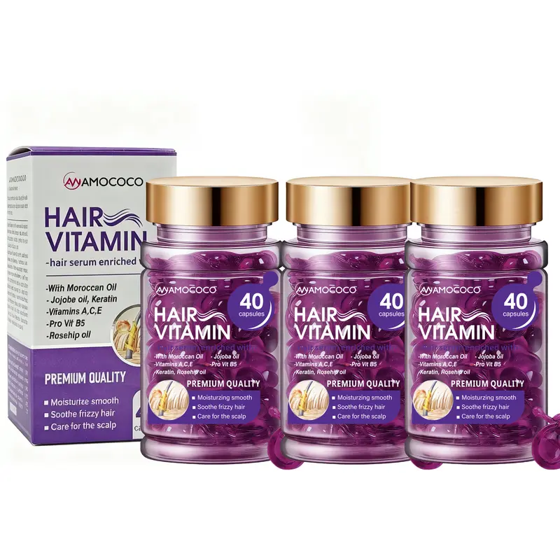 40 capsules of hair care essential oil, say goodbye to dry grass! Deeply nourish the scalp, comb hair to the end, light and non greasy. First aid for frizz, instantly become smooth and glowing skin