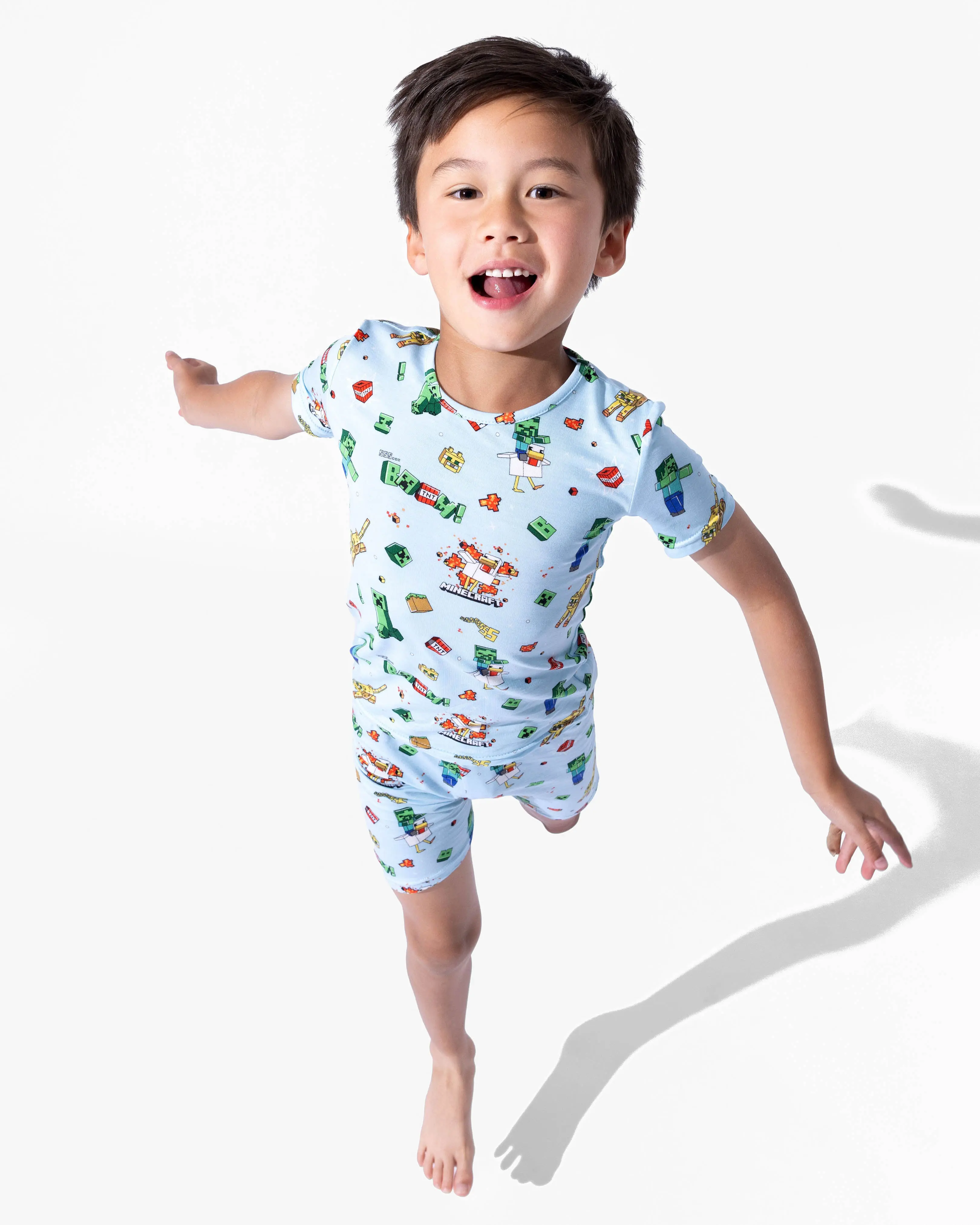 Bellabu Bear Minecraft: Chicken Jockey Bamboo Kids Pajama Short Set