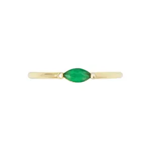 Marquise Solitaire Ring - Green Gemstone, Handmade in NYC, 7-14 Day Production Time