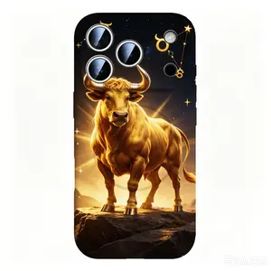 Taurus Zodiac Phone Case for iPhone 17 16 15 14 13 12 Pro Max Plus Soft Creamy Silicone Cover MagSafe Compatible Wireless Charging Support Aesthetic Golden Bull Star Constellation Design Shockproof Protective Case Gift for Men Teens