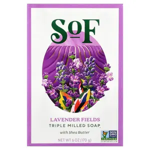 SoF Triple Milled Bar Soap with Shea Butter, Lavender Fields, 6 oz (170 g)