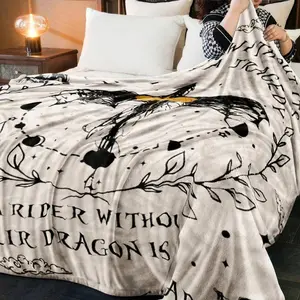 Dragon Pattern  Bedding Blanket, Flannel Throw Blanket, 1 Count Soft Warm Throw Blanket, Air-conditioned Room Blanket, Warm Nap Blanket for Home Office Travel, Halloween