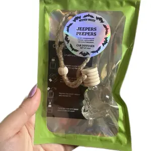 Wicked Waxes Jeepers Peepers Car Diffuser - Fluffy Marshmallow Creamy Vanilla Bean White Buttercream Scent - 8mL Glass Bottle with Wooden Lid - Phthalate-Free Cruelty-Free Hand-Assembled