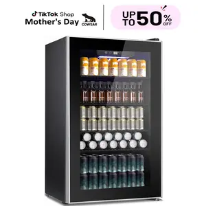 COWSAR Beverage Refrigerator and Cooler, Mini Fridge 48-130 Can, Little Cooler with Digital Display 32~61℉, Small Refrigerator with 4 Shelves for Home Office, Bedroom, Garage, Game Room, 1.3-4.4 Cu.Ft
