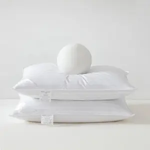 Goose Down  Pair Pillows Stripe White Bed Pillow for Sleeping, Cotton Fabric Good for Side and   Sleeper Standard Size 2 Pack