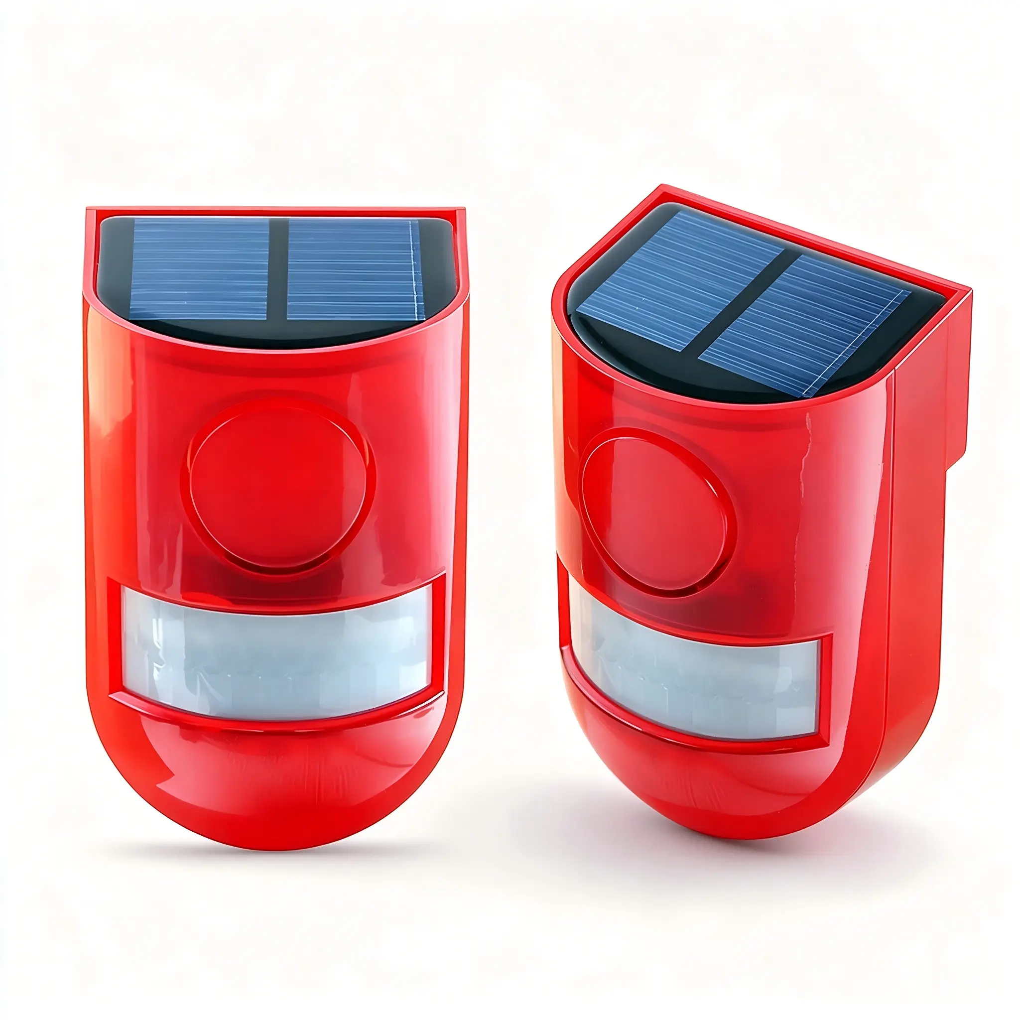 2pcs or 1pcs Outdoor Solar Alarm with 110° Wide Angle Motion Sensor, 5-8M Detection, Waterproof Flashing Warning Light & Loud Siren, Deters Intruders and Animals for Chicken Coop, Farm Fence, Garden and Driveway