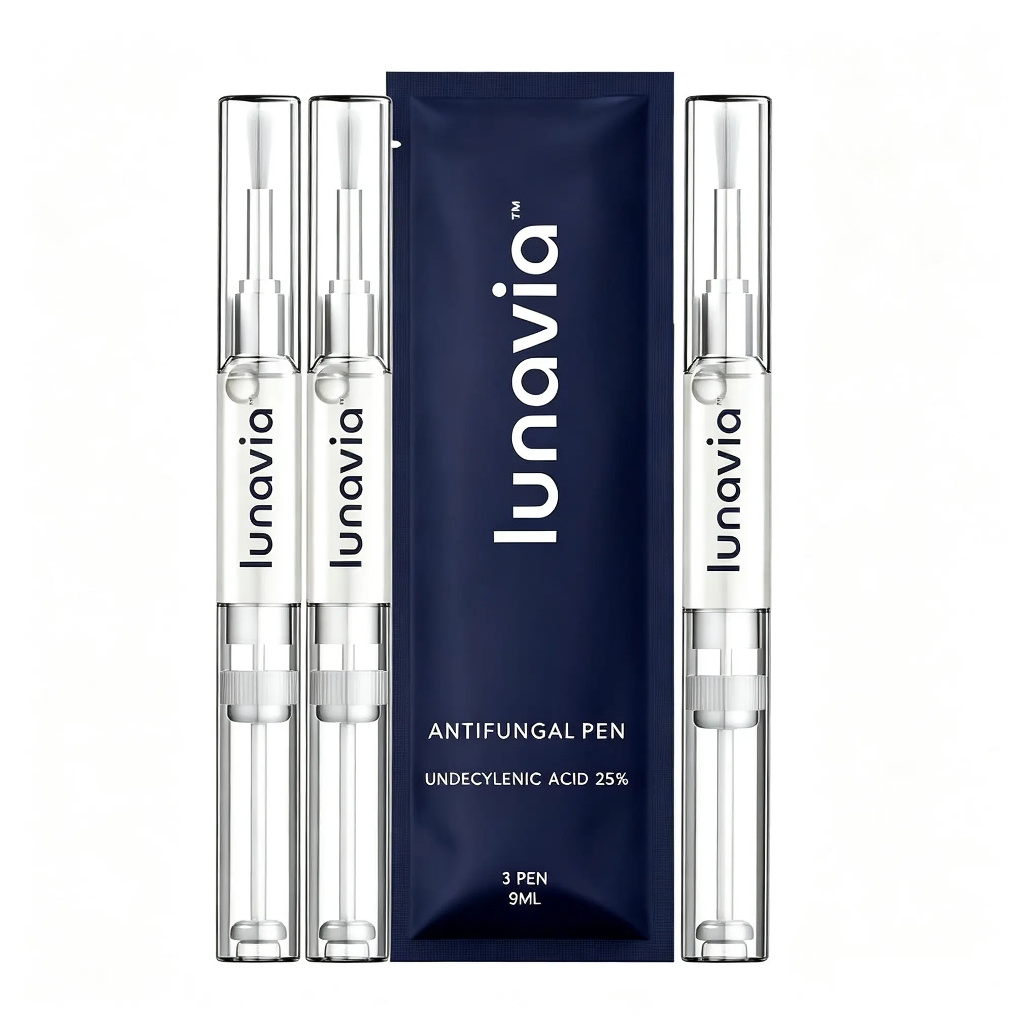 Lunavia Antifungal Nail Treatment Pen with 25% Undecylenic Acid, Podiatrist Developed Toenail Fungus Care, Precision Twist Brush for Fingernails & Toenails, Relieves Athlete’s Foot, Ringworm, Jock Itch, 3ml Per Pen