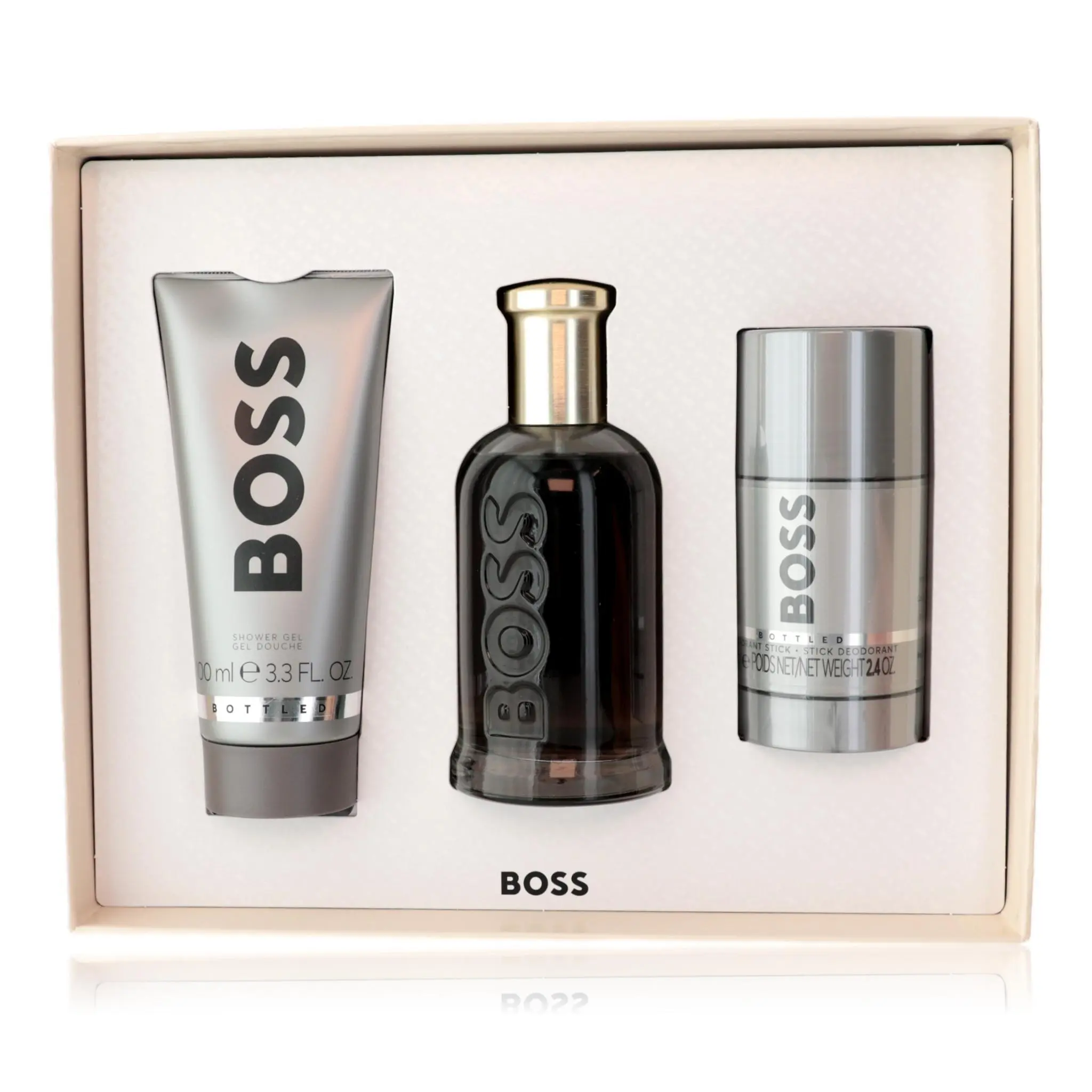 HUGO BOSS Boss Bottled No. 6 3-Piece Gift Set, Classic Body Care for Men with 3.3oz EDP Spray, 3.3oz Shower Gel & 2.4oz Deodorant Stick, Gifts for Him, Daily