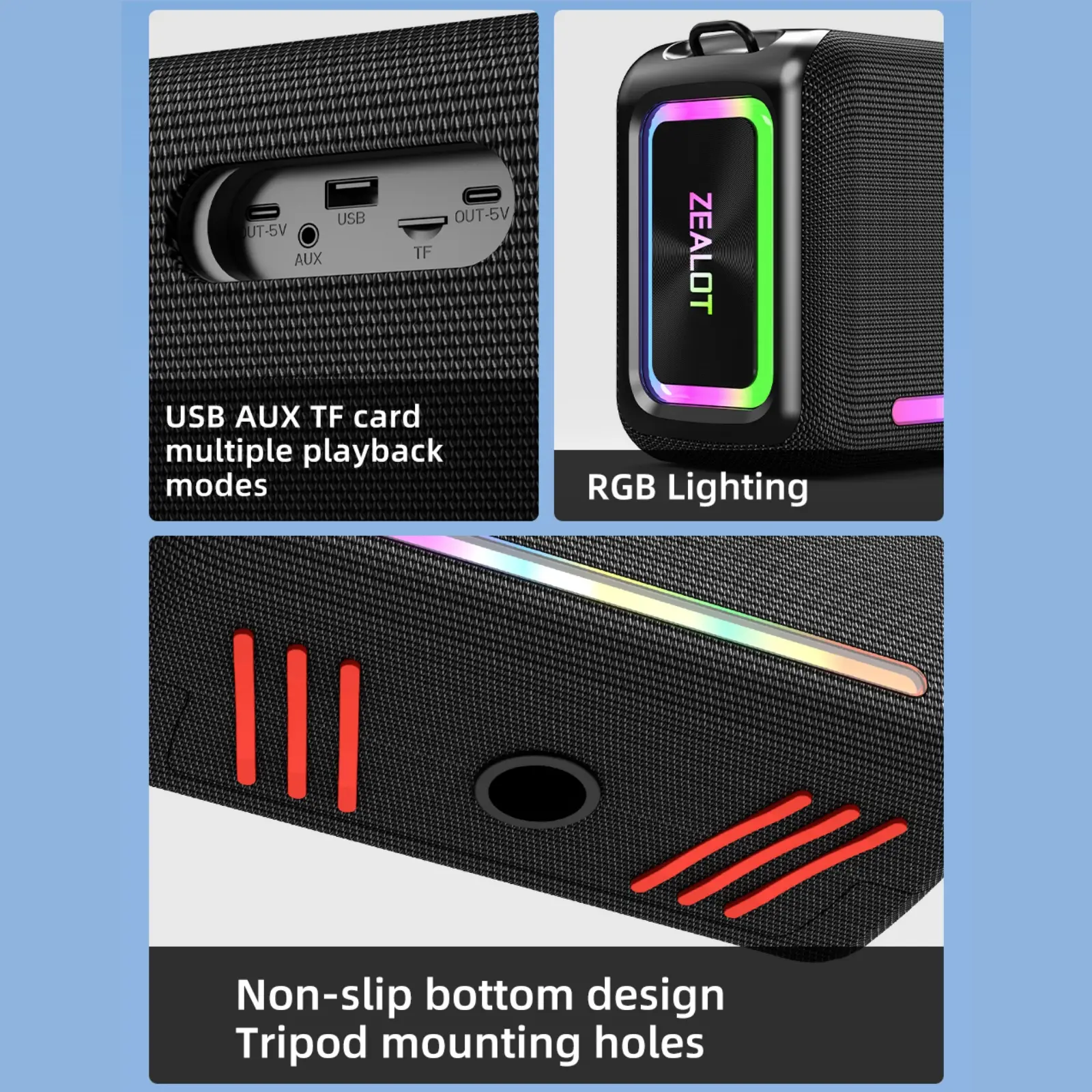 ZEALOT 120W Loud Bluetooth Speaker, Multifunctional Portable