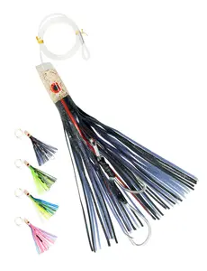 BLUEWING 12in Big Game Trolling Lure with Double Rigged Hookset and 300lb High Strength Fishing Line Saltwater Fishing Lures for Wahoo Tuna Marlin Mahi Mahi