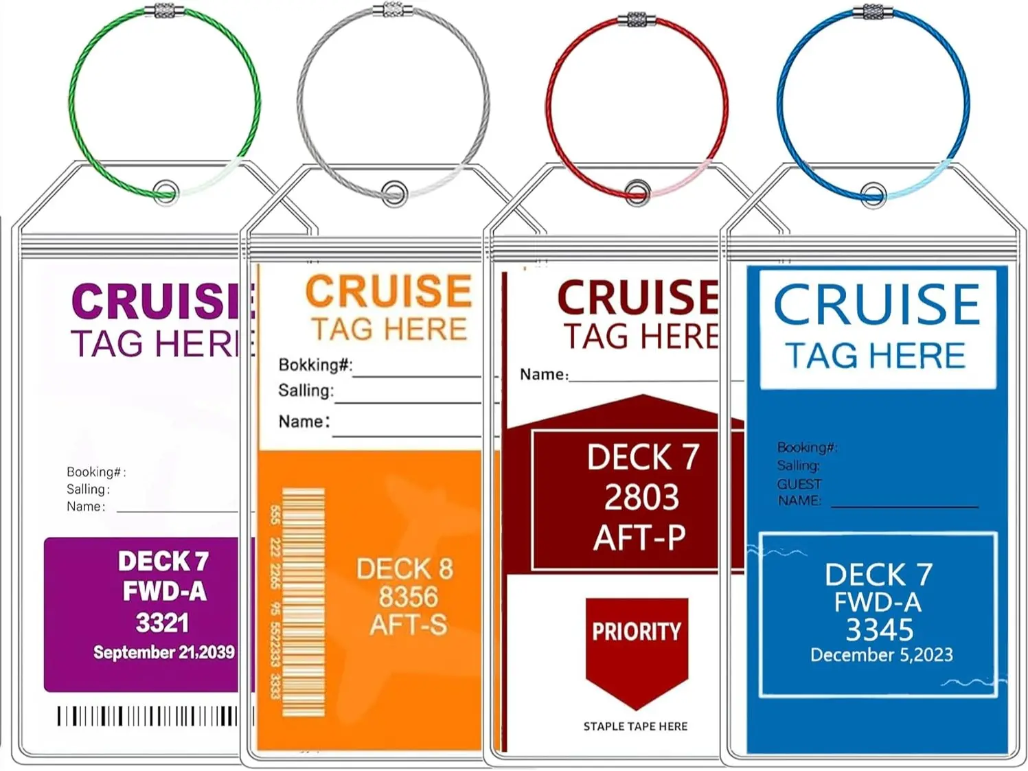 4 Pack Cruise Luggage Tags Holder for Carnival, MSC, Princess, NCL Cruise Ships Essentials in 2023-2025, Clear Wide Cruise Tag Holders with Waterproof Zip Seal & Reusable(7.7IN*3.74IN)
