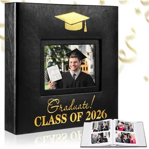 Photo Album Holds 200 Pcs 4 x 6 Inch Photo 2026 Leather Album with Front Window Memory Scrapbook for Holiday Christmas College High School Graduate Gift (Classic)