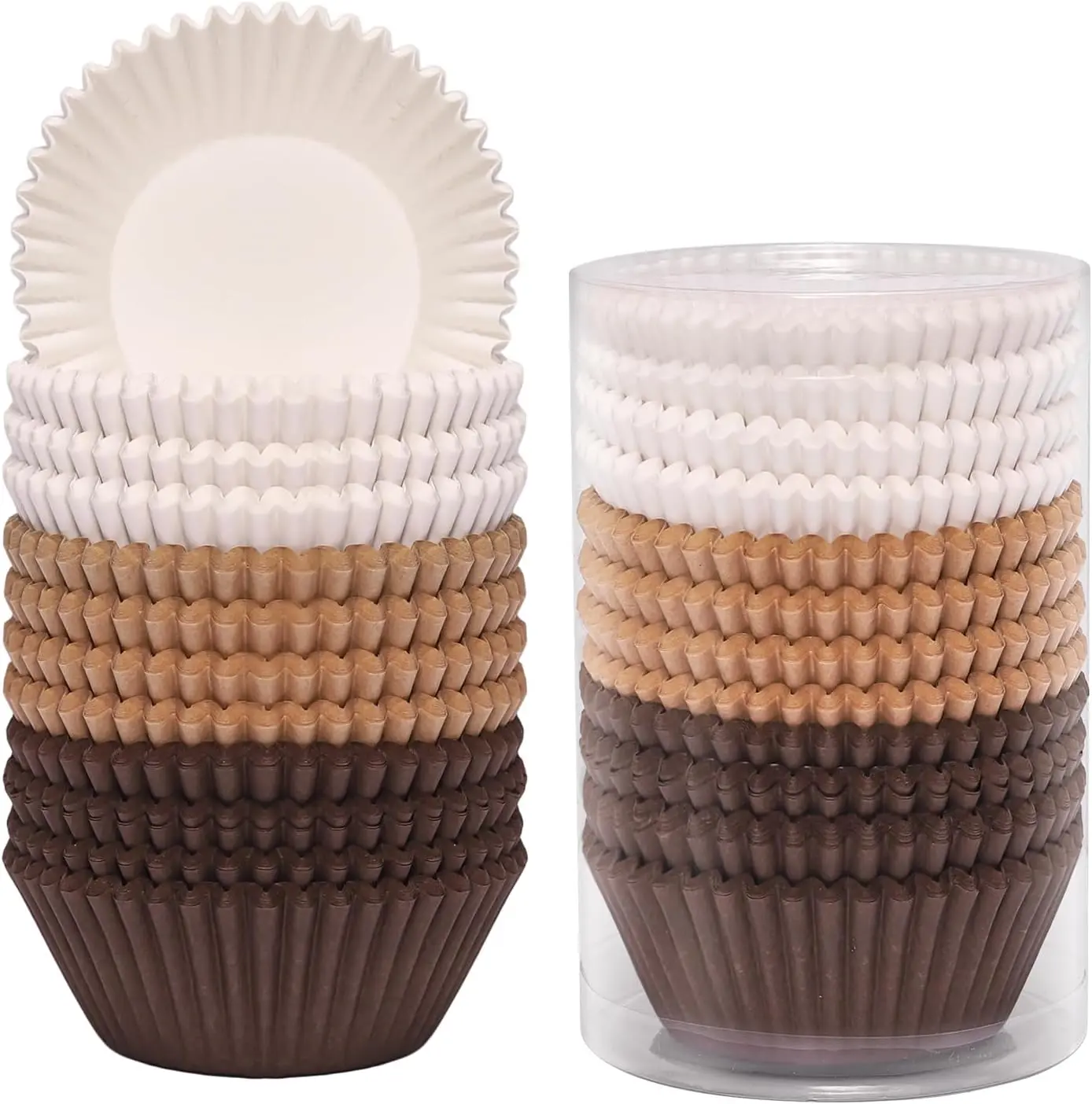 Disposable Cupcake Liners, 300-Count Fall Brown Neutral Bakeware, 2x2.75x1.2in Safe Baking Utensils for Holiday, Birthday Parties