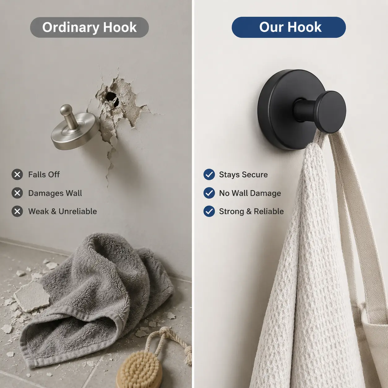 8Pcs Heavy Duty Adhesive Hooks - 15LBS Capacity Each, Waterproof, Damage-Free, Ideal for Bathroom, Kitchen Home Organization Organiser Organiser Organiser Organiser