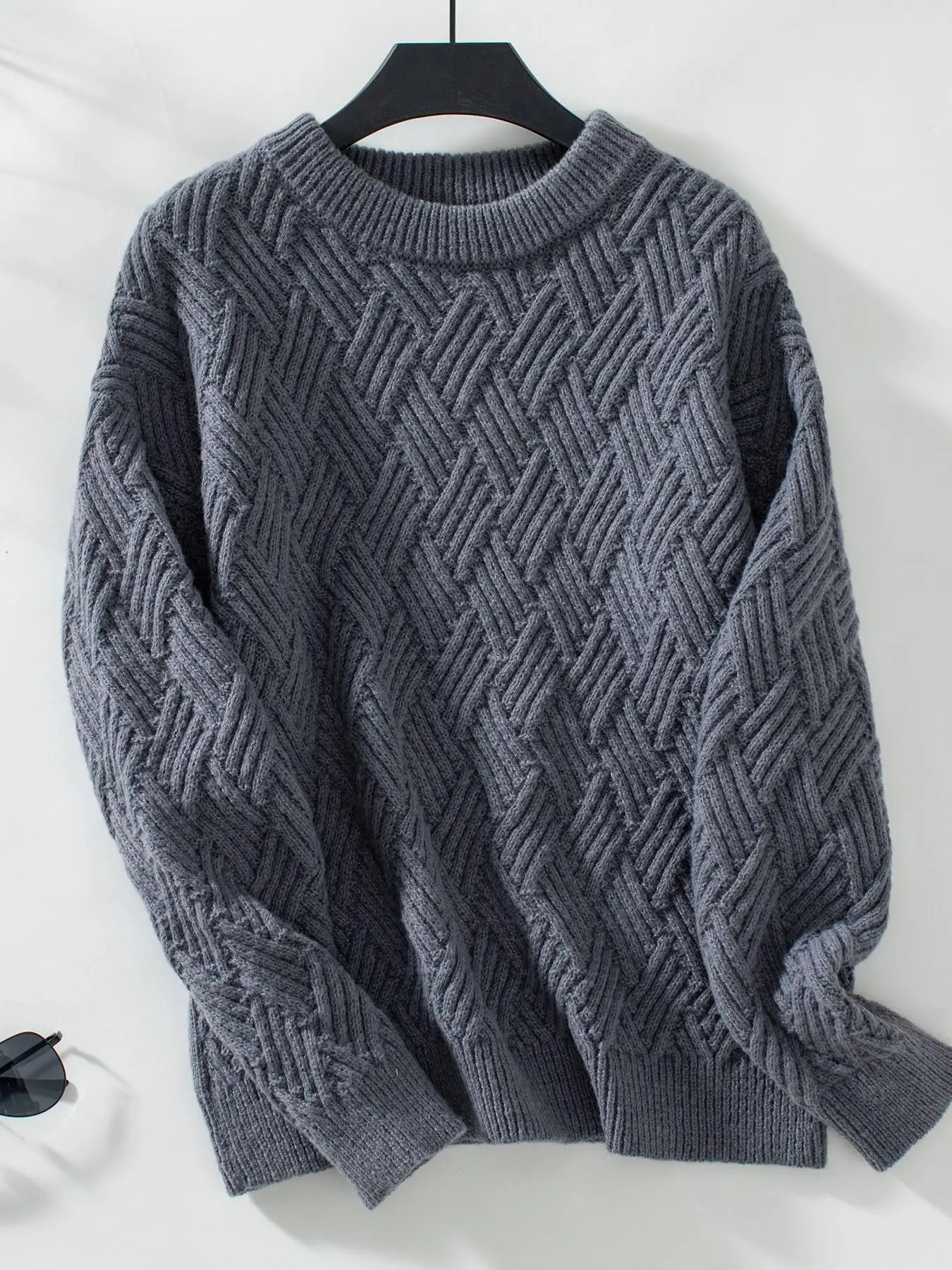 GARVEE Damen Pullover Elegant Winter Strickpullover Casual Lose Langarm Pulli Oberteil Sweater Dunkelgrau M