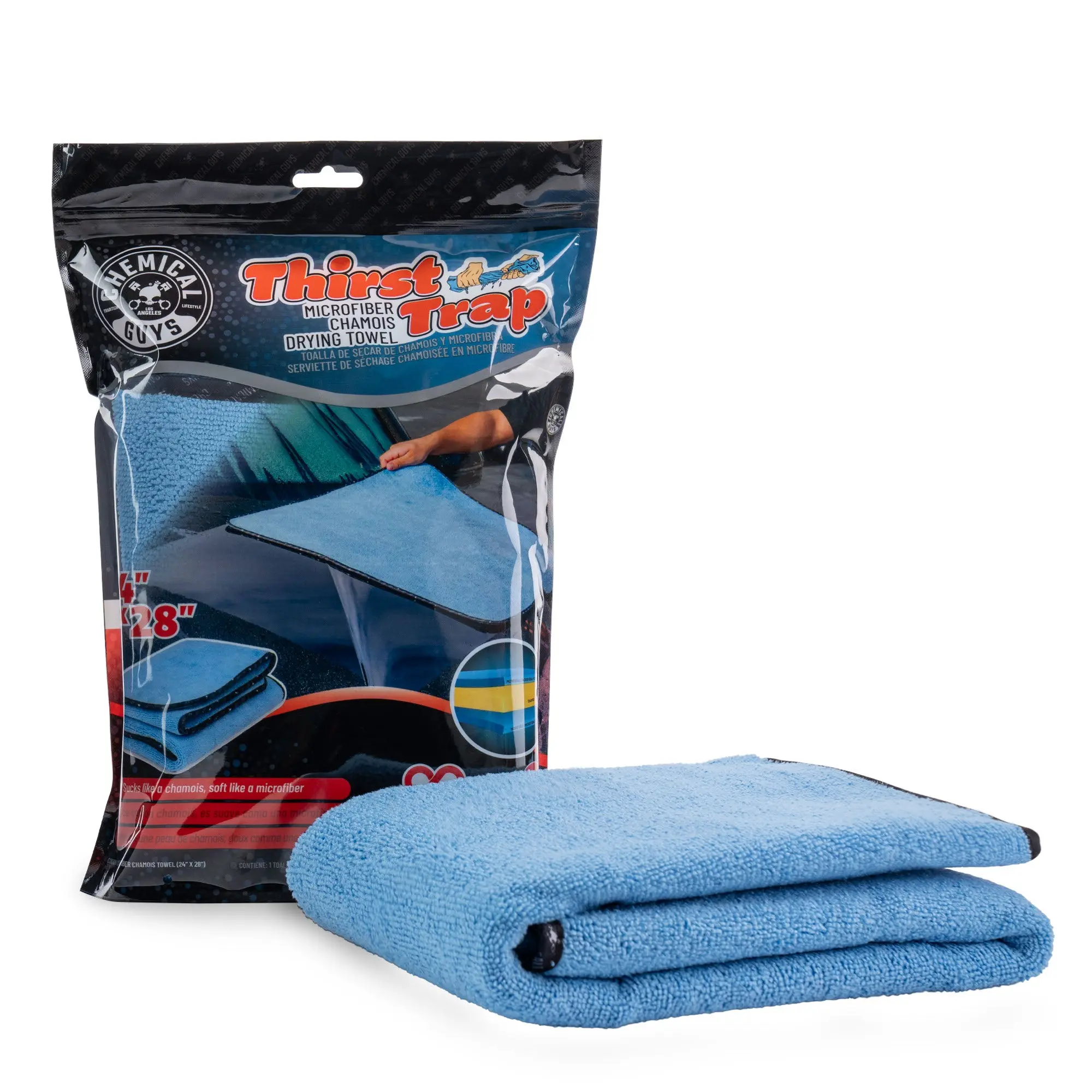 Chemical Guys Thirst Trap 2-in-1 28"x24" Heavy-Duty Microfiber Chamois Drying Towel - Car Washing Towel, Microfiber Cleaning Cloths, Absorptive, Lint-Free, Reusable, Scratch-Resistant for Streak-Free Car Detailing