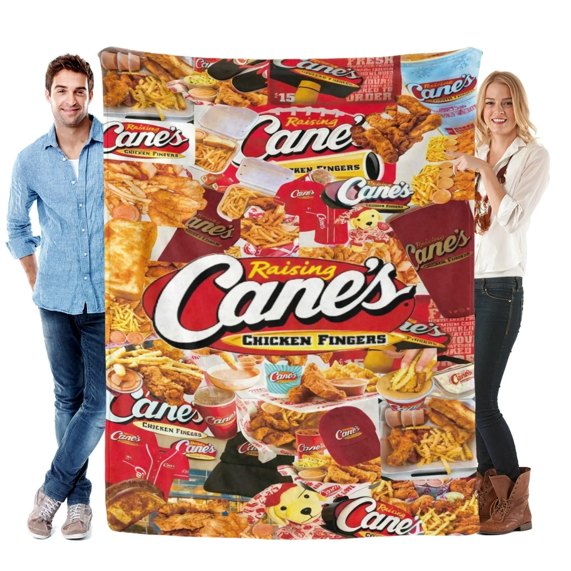 Collage Blanket Raising Cane's Design,Perfect for Sofa,Bed,Travel,and Flight Essentials, Comfortable Napping Soft Throw Blanket, Essential Home Textile,Food Themed Blanket gift teens