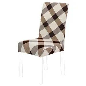 Unique Bargains Dining Chair Cover, Stretch Bar Stool Slipcover Kitchen Chair Protector Spandex Chair Seat Cover for Home Decorative/Dining Room/Party/Wedding (Medium,Plaid Pattern)