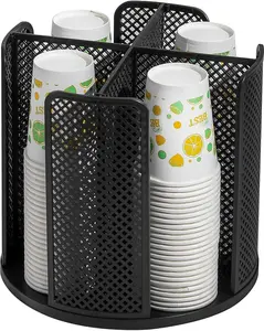 Rotating Cup & Lid Organizer – 4 compartments spin so you always grab a cup and its matching lid together. Perfect for coffee stations, break rooms, or busy kitchens. No more rummaging through stacks – just smooth, one-handed dispensing.