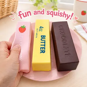 Butter Squishy Toy Set - Cream Scented Soft Stick with Strawberry & Chocolate Flavors  Soft Squeeze Toy for Stress Relief & Play - Ideal Gift for All Occasions