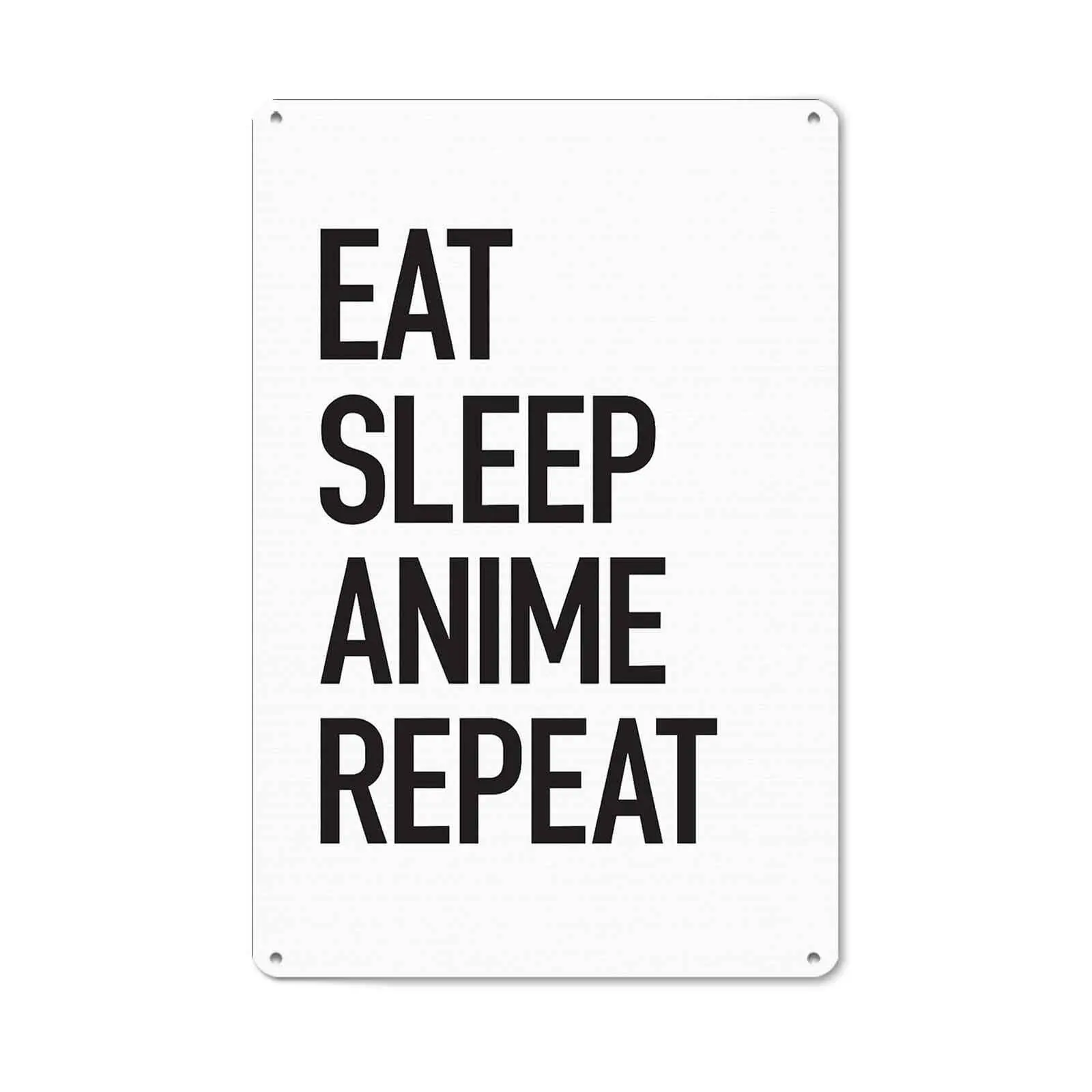 Vintage Aluminum Wall Art Plaque - 8x12 in Funny "Eat Sleep Anime" Repeat Design, Retro Home Decor Gift for Anime Fans, Ideal for Man Caves, Bedrooms