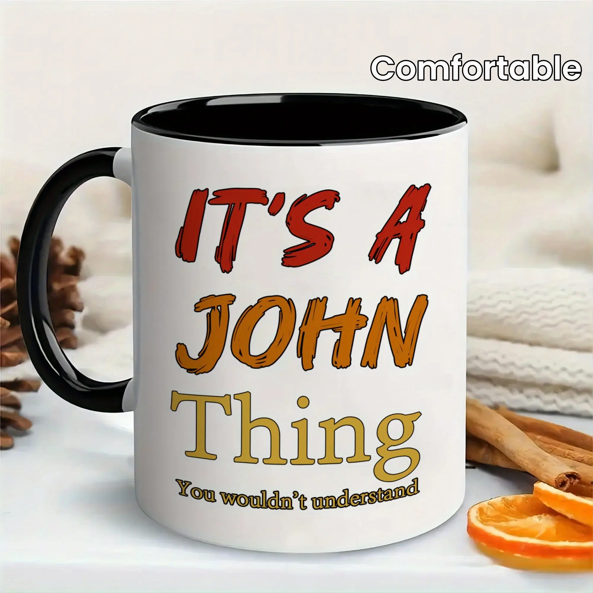 1pc 11oz Ceramic It's A John Thing Coffee Mug - Reusable, Safe & Comfortable Grip, Perfect for Summer Winter Drinkware Gift, Room Decor, Home Decor, Party Gift, Birthday Gift, Holiday Gifts