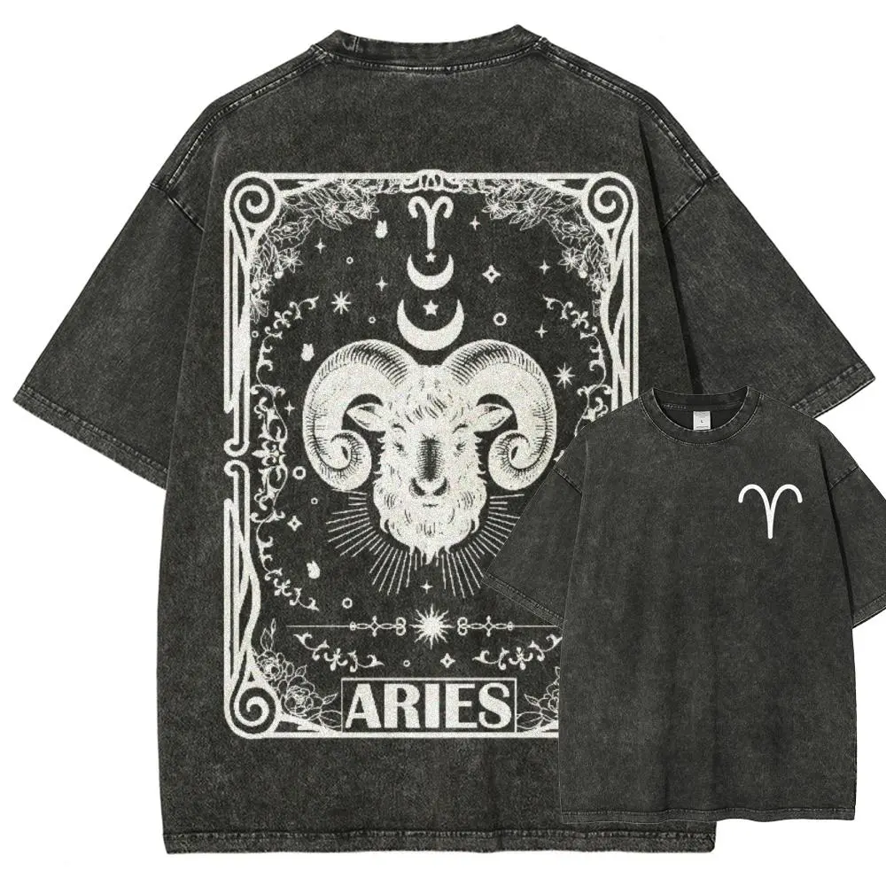 Zodiac Tarot Unisex Washed T-shirt Casual Top
