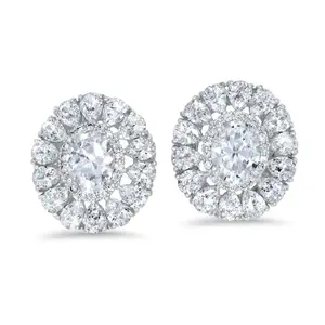 Sparkly Oval Stud Earrings - Elegant Design with Sparkly Finish, Ideal for Special Occasions, Weddings, Prom, Pageant- Wedding Bridal Jewelry