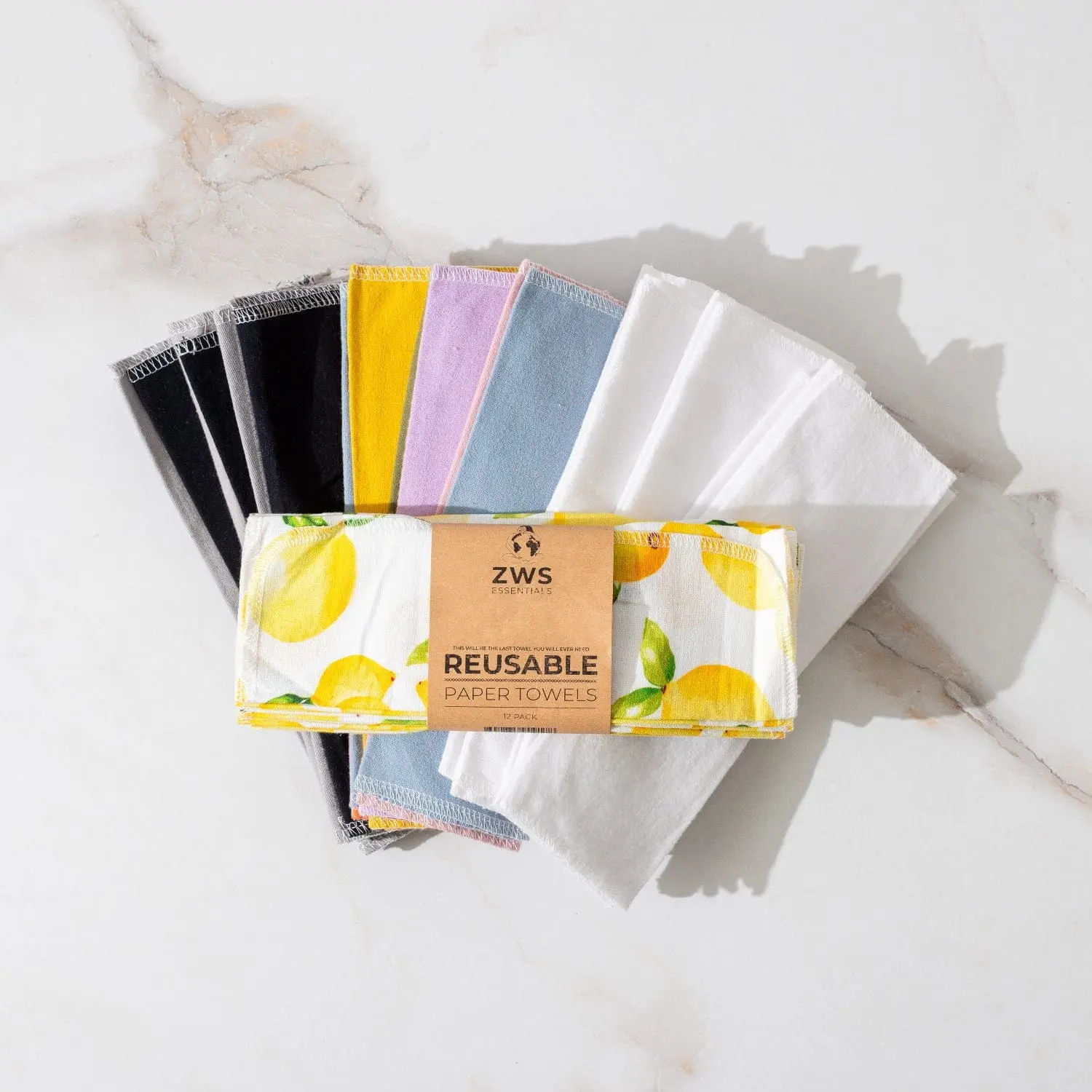 Reusable Paper Towels, Cotton Home Care Cleaning Cloths, Household Cleaning Pack of 12 Absorbent
