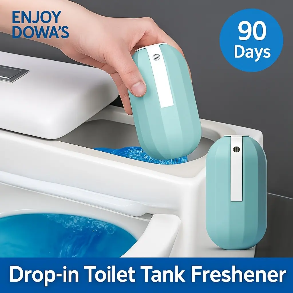 90-Day Long-Lasting Blue Fresh-Scent Automatic Toilet Cleaning Gel, No-Wipe Deodorizer for Effective Odor Removal, Easy-To-Use Bathroom Essential, Deodorizing Bathroom Cleaner, Toilet Bowl Cleaner, Home Cleaner