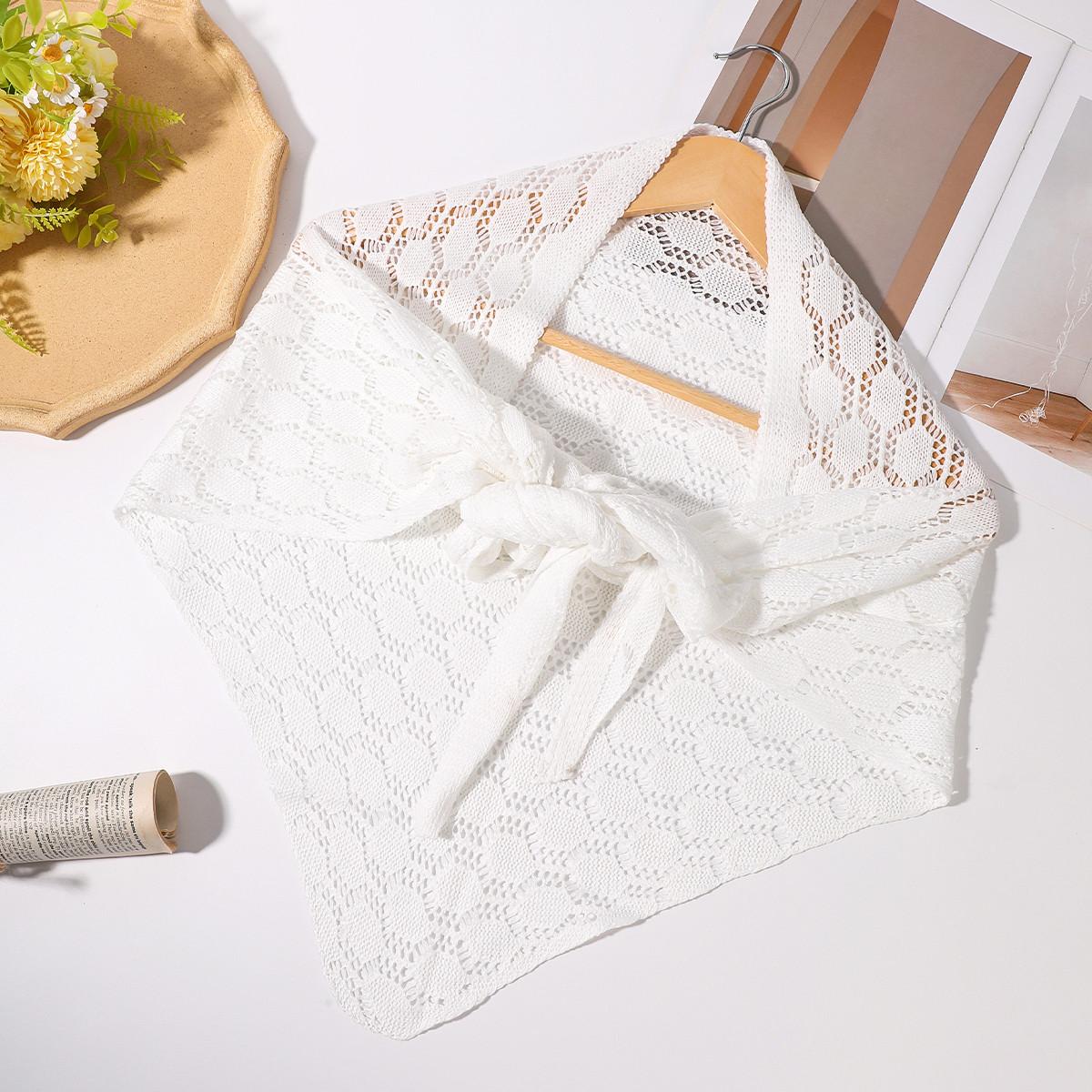 AWAYTR Women Knit Shawl Wraps Boho Fringe Crochet Hollow Poncho Scarf Shawls for Wedding