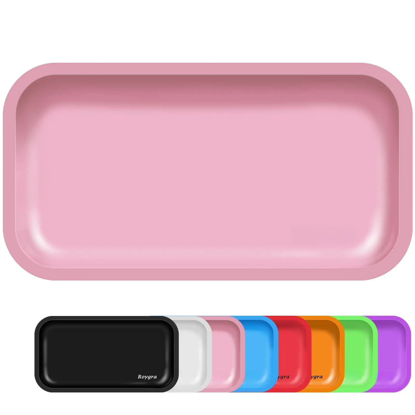 Rolling Tray  Large Metal Pre Roll Accessories Portable Matte Trays For Smokers Home Table Decor Patio Decorations 10.6 X 6.3 Inch - Pink