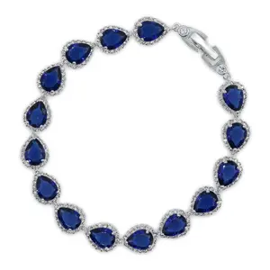 Something Blue Sapphire Wedding Bracelet - Classic, Elegant Design Perfect for Weddings, Prom, Pageant, Special Occasion- Wedding Bridal Jewelry