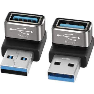 90  USB 3.0 Adapter 2 Pack, (Up and Down) Right Angle USB Type-A Male to Female USB L Shape  The Go (OTG) Connector Extender Support Charge & Data Sync (5Gbps) for PC, Laptop, , Keyboard
