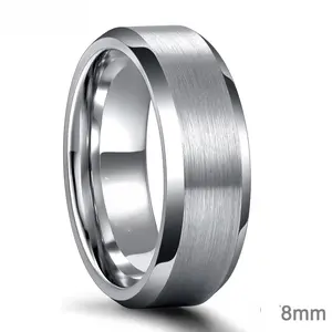 Tigrade 8mm Tungsten Carbide Engagement Ring Brushed Solid Colored Ring Silver Color Wedding Band For Men Women Couple Rings Comfort