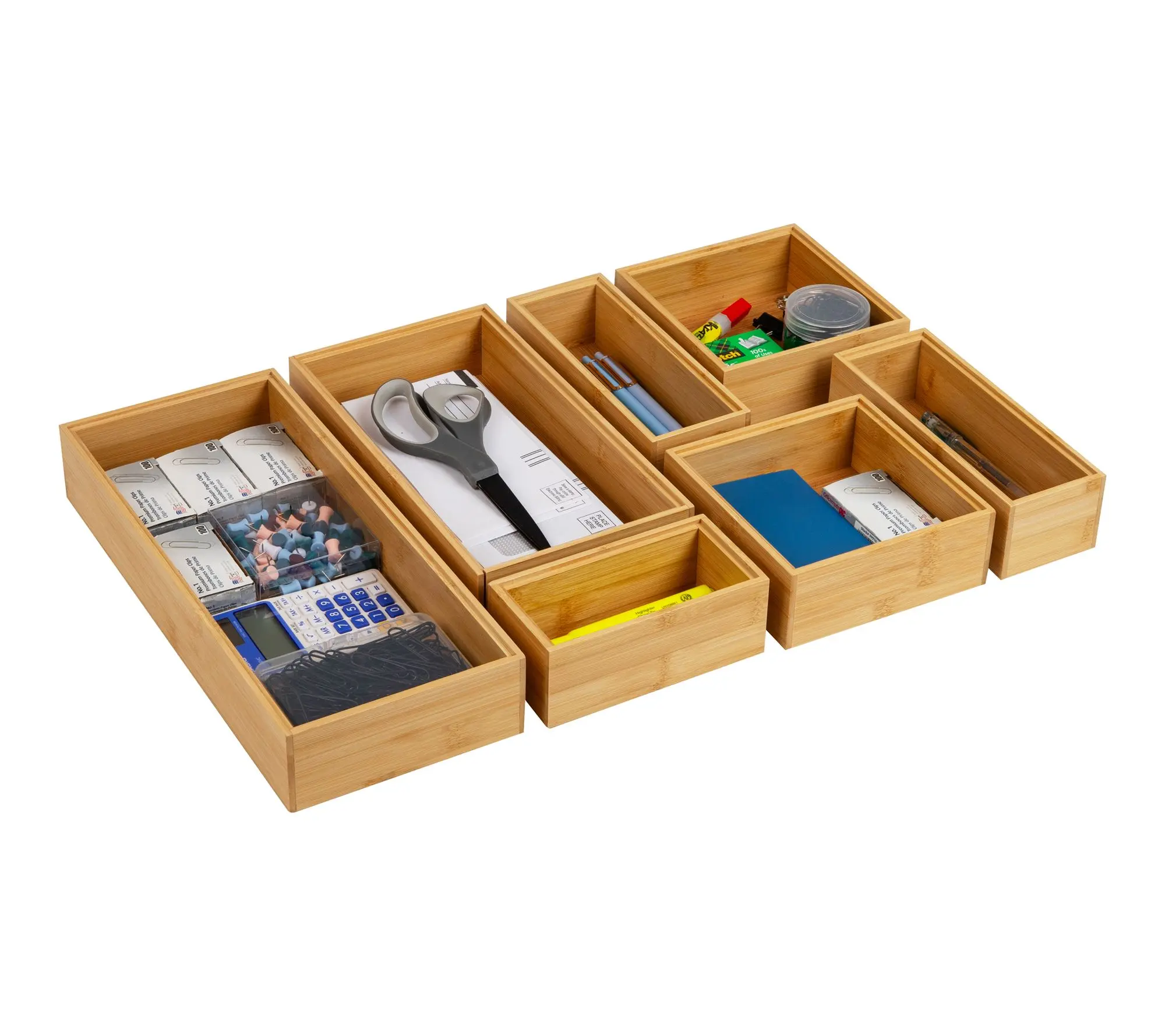 Mind Reader 7-Piece Bamboo Drawer Organizer Set, Brown Mind Reader 7-Piece Bamboo Drawer Organizer Set, Brown