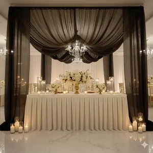 Black Chiffon Curtain Panel, Durable Flame Resistant Backdrop and Ceiling Drape With Rod Pocket - 5ftx20ft