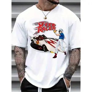 Men's Vintage Muscle Car Graphic T-Shirt - Retro Racing Tee with Speed Racer Design, Crew Neck Heavyweight Cotton Shirt for Car Enthusiasts, Birthday & Father's Day Gifts (Adults & Teens) - All-Season Casual Wear, Everyday Outfit, Bold Print,Teen Clothing