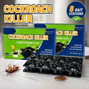 Cockroach Killer Bait Stations 8 Pack – Odorless Indoor Roach Killer, Pet & Family Friendly, No Residue No Mess, Fast Nest Elimination, Easy Roach Bait Trap for Home & Kitchen