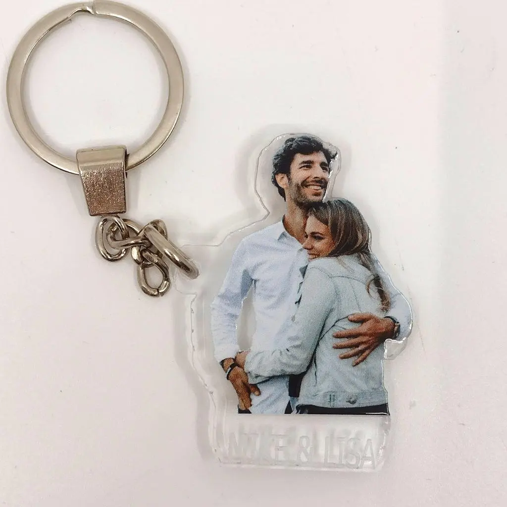 Custom Couples Photo Keychain – Personalized UV Printed Key Chain with Names and Date, Custom Anniversary Gift, Wedding Keepsake, Valentine's Day Gift for Him or Her