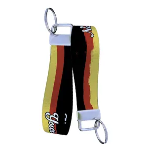 Germany Flag Keychain Collection - Personalized Name Nylon Key Fob - Custom Wristlet Keychain
