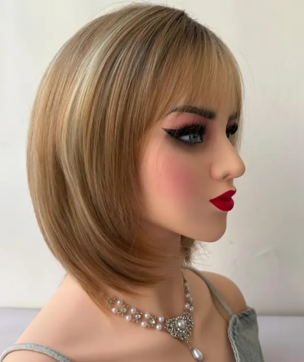 1PC Womens Fashion Short Blonde Bob Wigs Black Roots Heat Resistant Synthetic Hair,Christmas Daily Use，Halloween，ChristmasWig Wolf Cut heat resistant synthetic fiber party wig Caucasian Hair Wig
