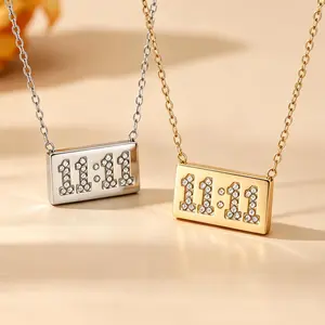 OUFER Non Tarnish Jewelry CZ Chain & Link Pendant Necklace - Stainless Steel, 40cm+5cm Adjustable, Elegant Make a Wish Emotional Symbol, Casual Chain Jewelry for Short Wear, Emotional Symbol Necklaces