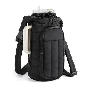 Outdoor Water Bottle Bag Women Crossbody Cup Holder Pouch Portable Water Bottle Sling With Strap Fitness Accessory With Phone Pocket Women Shoulder Bag Wallet Travel Insulated Tumbler Sleeve