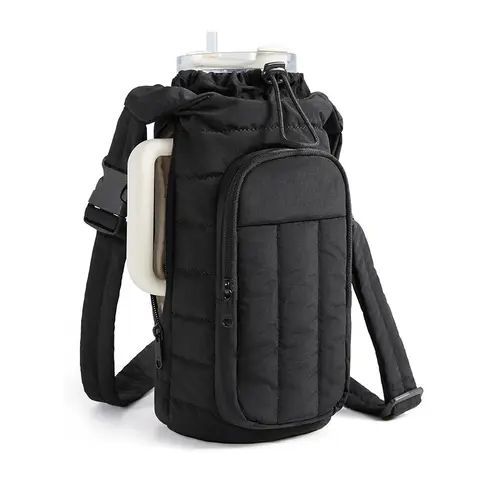 Women's Insulated Bottle Holder Shoulder Bag - Reusable Water Bottle Bag with Crossbody Strap, Phone Pocket, Wallet Compartment, Heat Resistance for Fitness, Outdoor, Gym Use